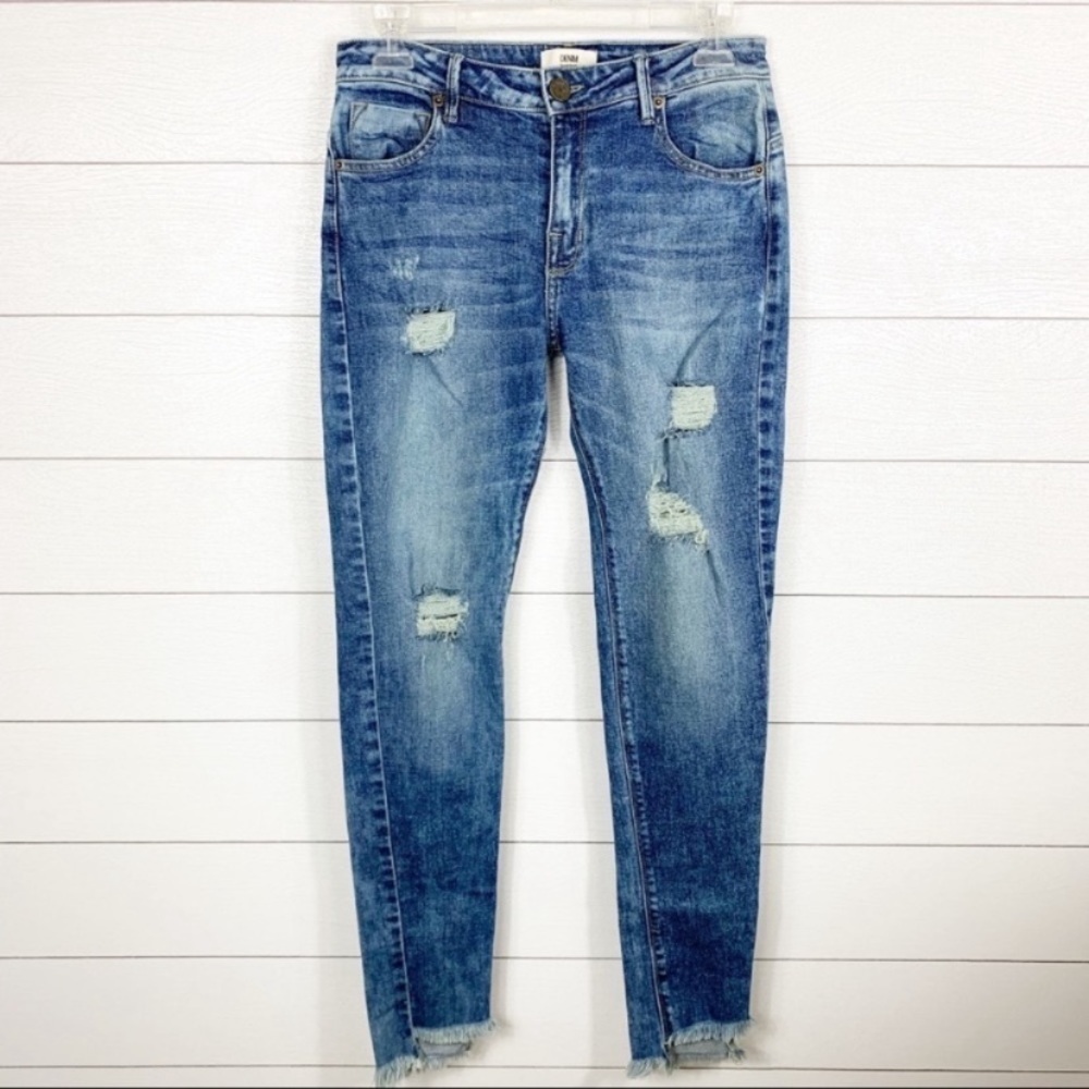 Topmark Skinny Jeans Destroyed Fray Step Hem Stretch 6